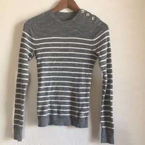 Grey Striped A&F Long Sleeve Top w/ Buttons (s)